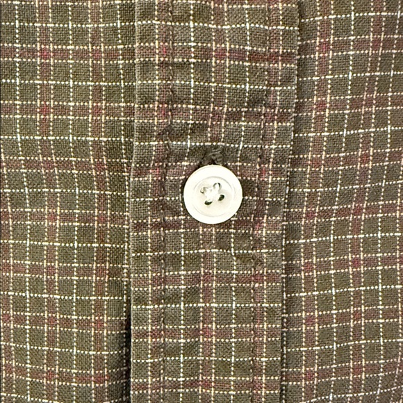 VTG Y2K Gap Classic Oxford Button Down Shirt All Cotton Green Check Pocket Large - Picture 6 of 14